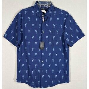 NWT Mizzen + Main Leeward Shirt Mens M Blue Lobster AOP Short Sleeve Button Up
